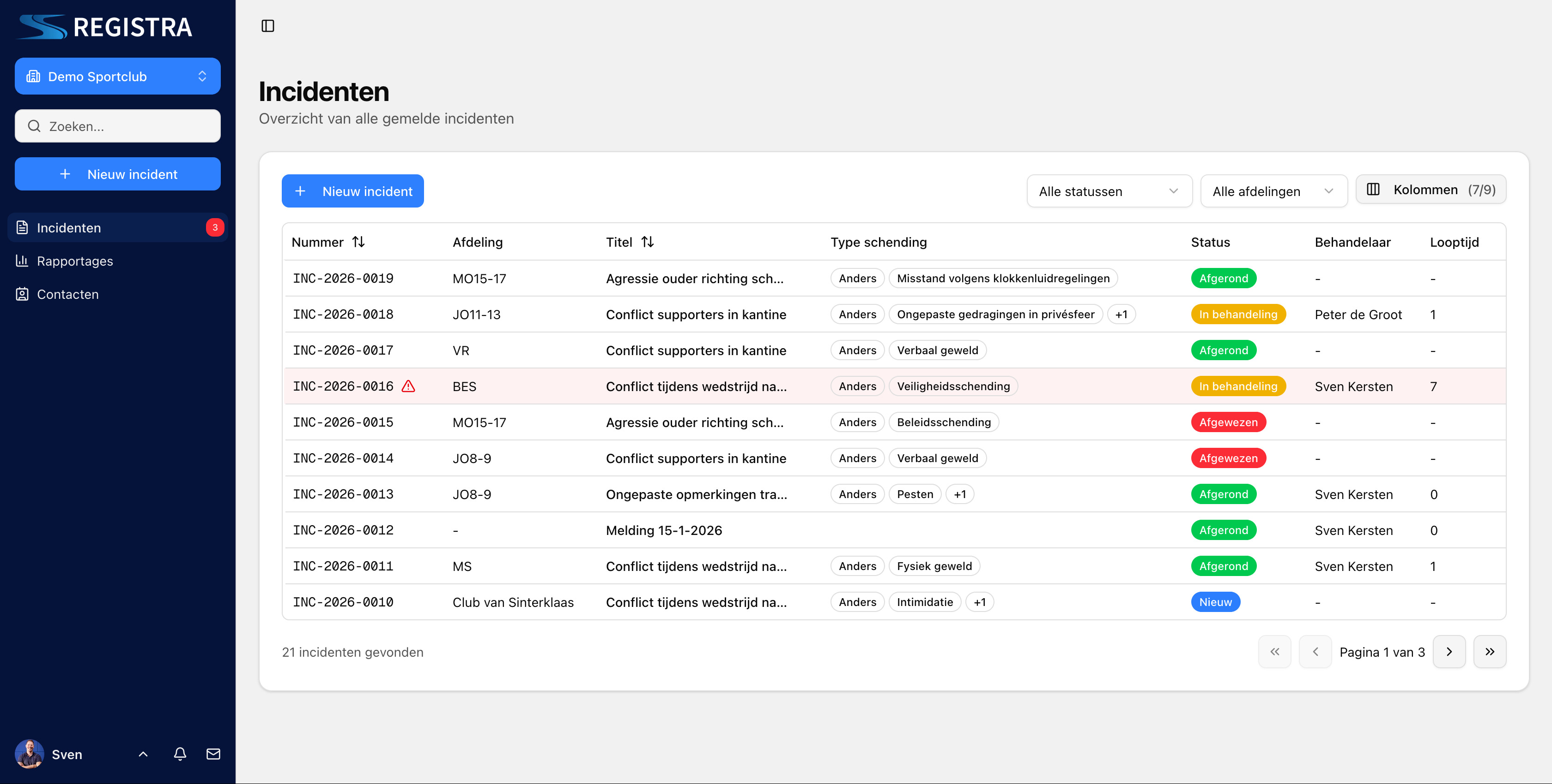 Registra dashboard preview